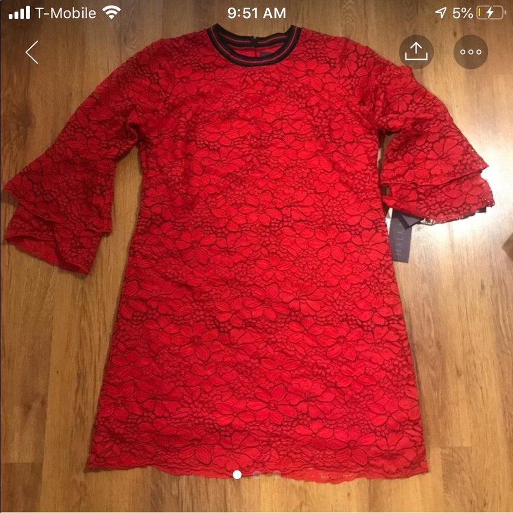 Halebob red lace dress